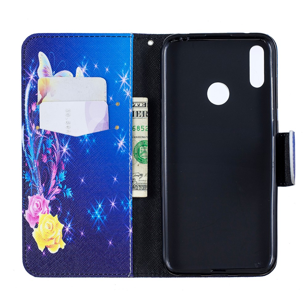 Pattern Printing Leather Wallet Case for Huawei Y7 (2019) - Elegant Butterflies-4