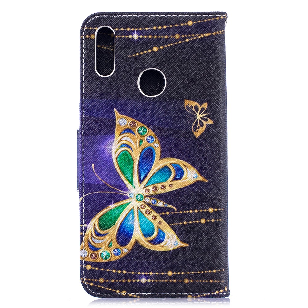 Pattern Printing Leather Wallet Case for Huawei Y7 (2019) - Colorized Butterfly-3