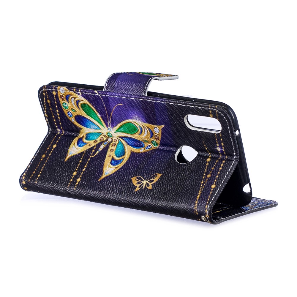Pattern Printing Leather Wallet Case for Huawei Y7 (2019) - Colorized Butterfly-5