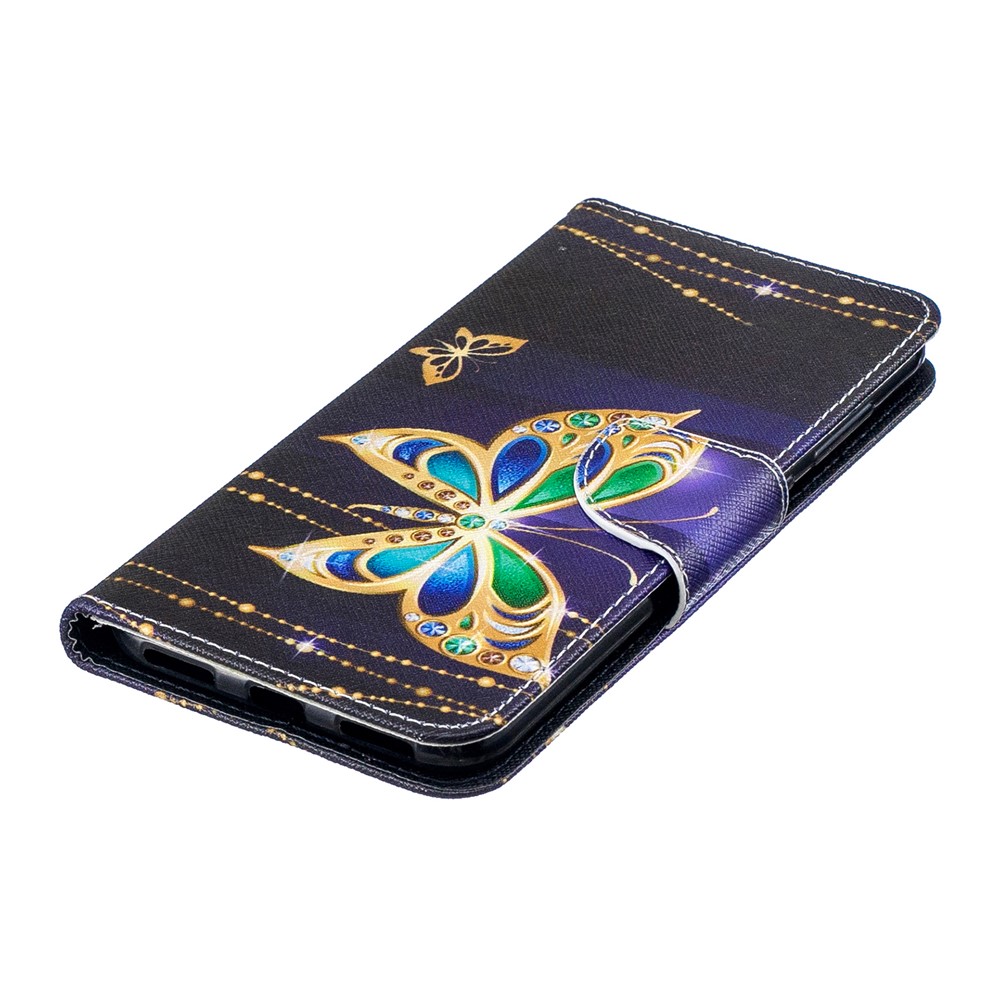 Pattern Printing Leather Wallet Case for Huawei Y7 (2019) - Colorized Butterfly-7