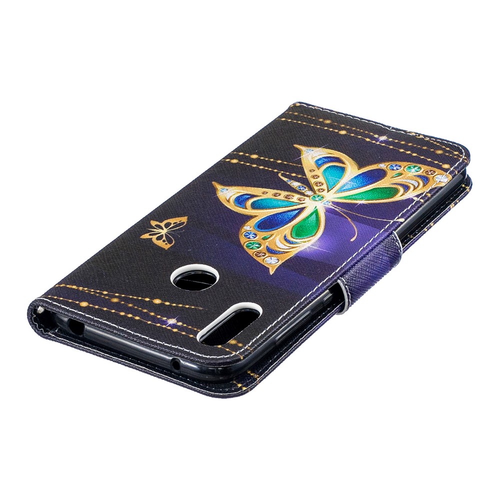 Pattern Printing Leather Wallet Case for Huawei Y7 (2019) - Colorized Butterfly-8
