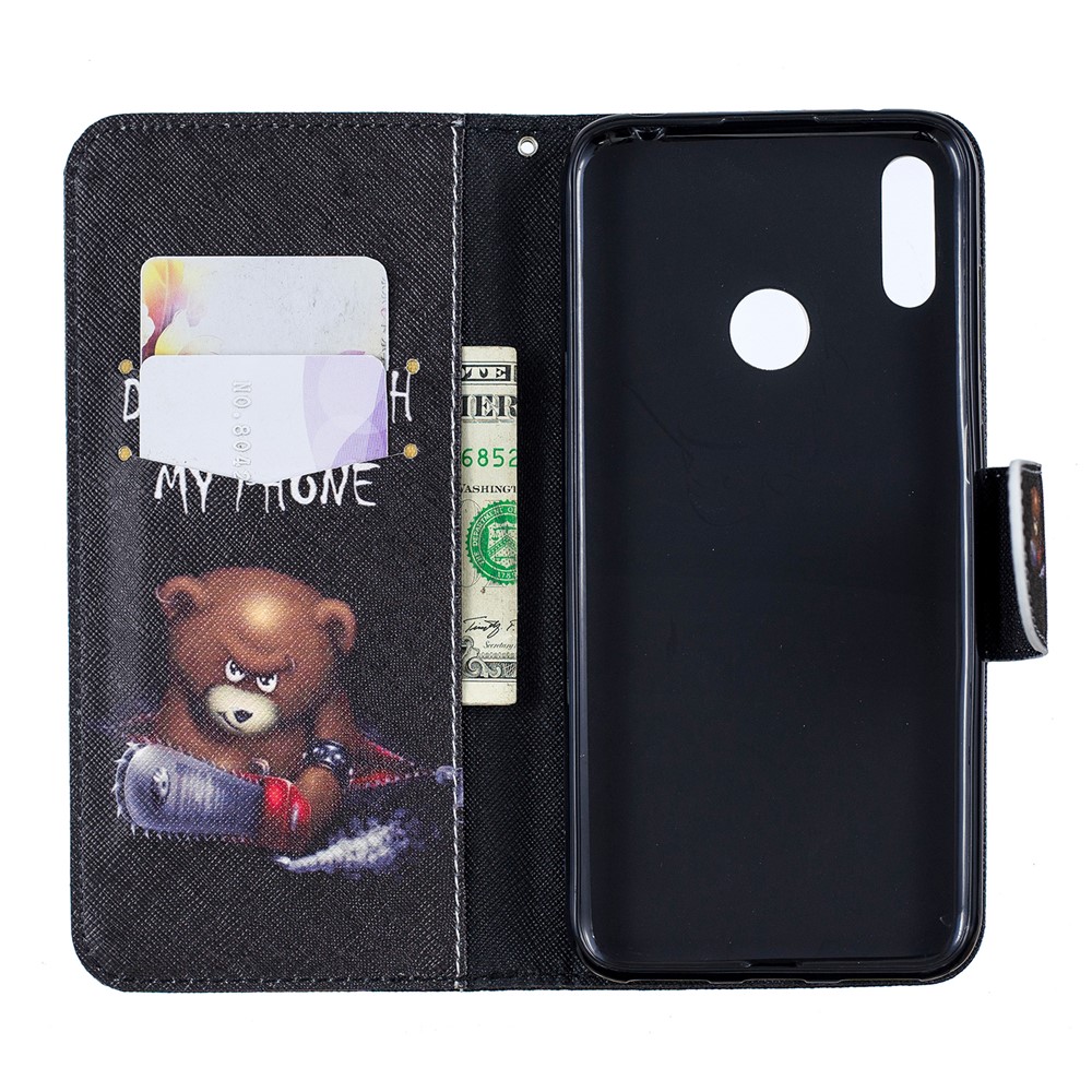 Padrão De Impressão PU Carteira De Couro Carteira De Telefone Para Huawei Y7 (2019) - Urso E Seus Avisos-4