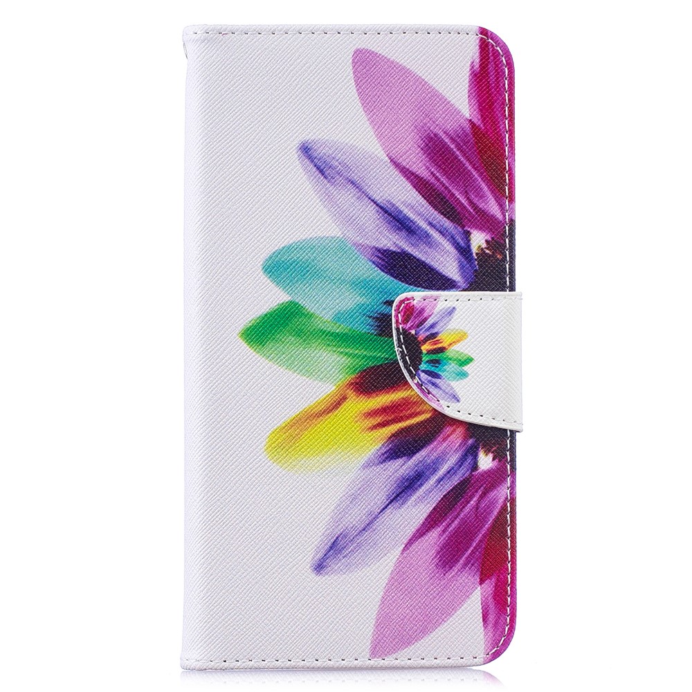 Pattern Printing PU Leather Wallet Phone Case for Huawei Y7 (2019) - Petals Pattern-2