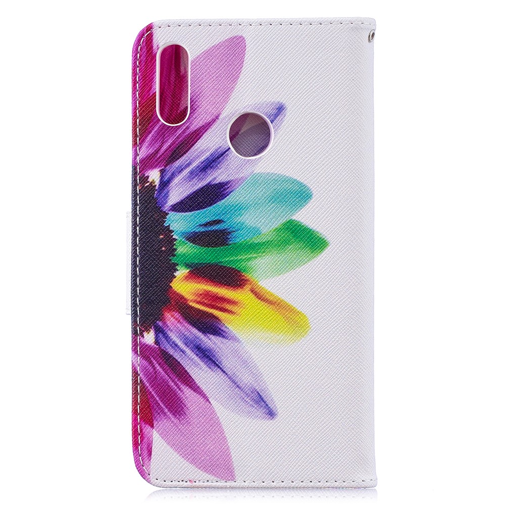 Pattern Printing PU Leather Wallet Phone Case for Huawei Y7 (2019) - Petals Pattern-3