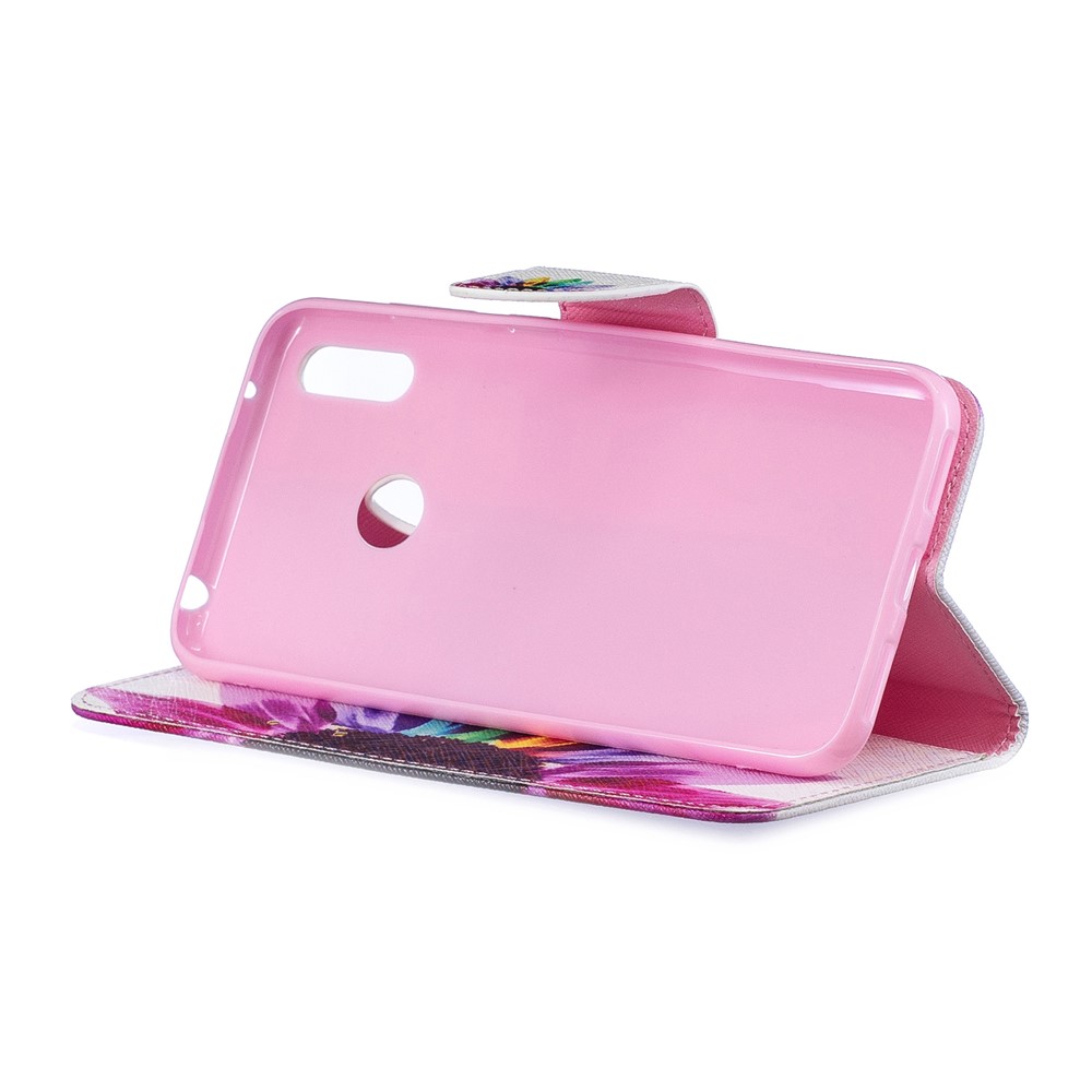 Pattern Printing PU Leather Wallet Phone Case for Huawei Y7 (2019) - Petals Pattern-6