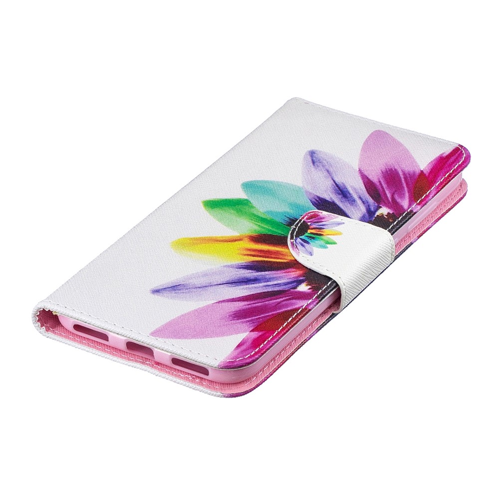 Pattern Printing PU Leather Wallet Phone Case for Huawei Y7 (2019) - Petals Pattern-7