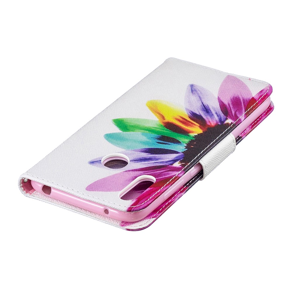 Pattern Printing PU Leather Wallet Phone Case for Huawei Y7 (2019) - Petals Pattern-8