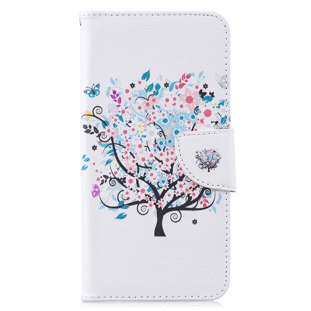 Padrão De Impressão PU Carteira De Couro Carteira De Telefone Para Huawei Y7 (2019) - Árvore Florida-2