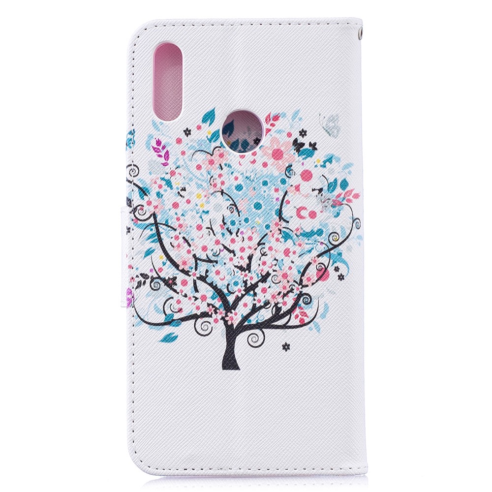 Padrão De Impressão PU Carteira De Couro Carteira De Telefone Para Huawei Y7 (2019) - Árvore Florida-3