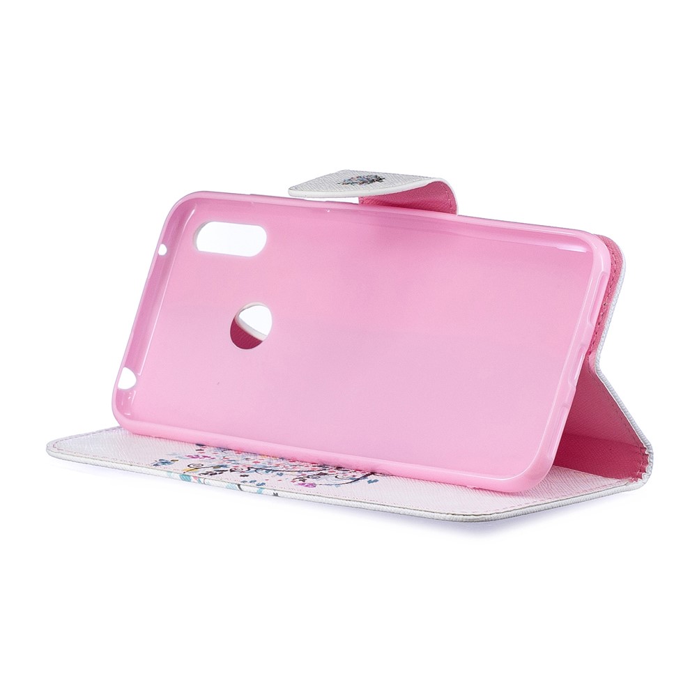 Padrão De Impressão PU Carteira De Couro Carteira De Telefone Para Huawei Y7 (2019) - Árvore Florida-6