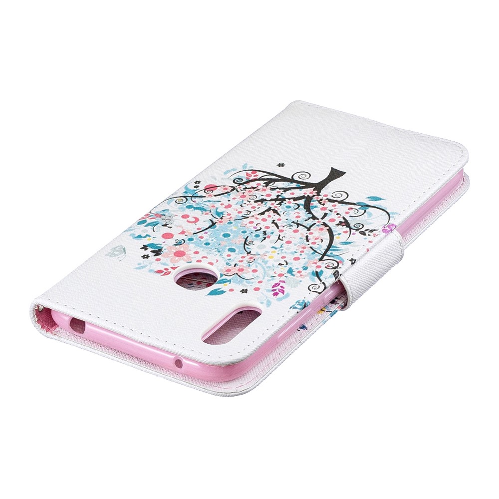 Padrão De Impressão PU Carteira De Couro Carteira De Telefone Para Huawei Y7 (2019) - Árvore Florida-8