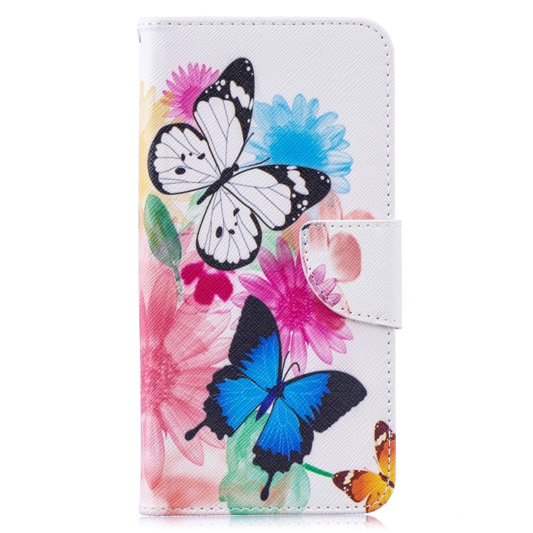 Pattern Printing PU Leather Wallet Phone Case for Huawei Y7 (2019) - Butterflies and Flowers-2