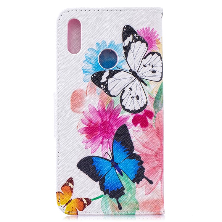 Pattern Printing PU Leather Wallet Phone Case for Huawei Y7 (2019) - Butterflies and Flowers-3