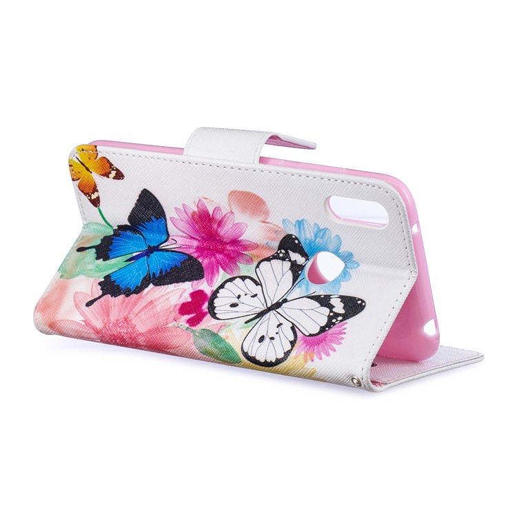 Pattern Printing PU Leather Wallet Phone Case for Huawei Y7 (2019) - Butterflies and Flowers-5