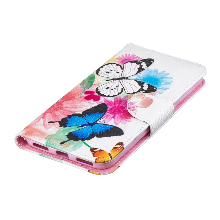 Pattern Printing PU Leather Wallet Phone Case for Huawei Y7 (2019) - Butterflies and Flowers-7