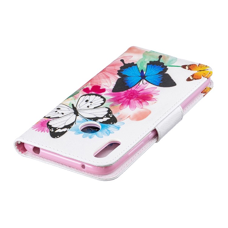 Pattern Printing PU Leather Wallet Phone Case for Huawei Y7 (2019) - Butterflies and Flowers-8