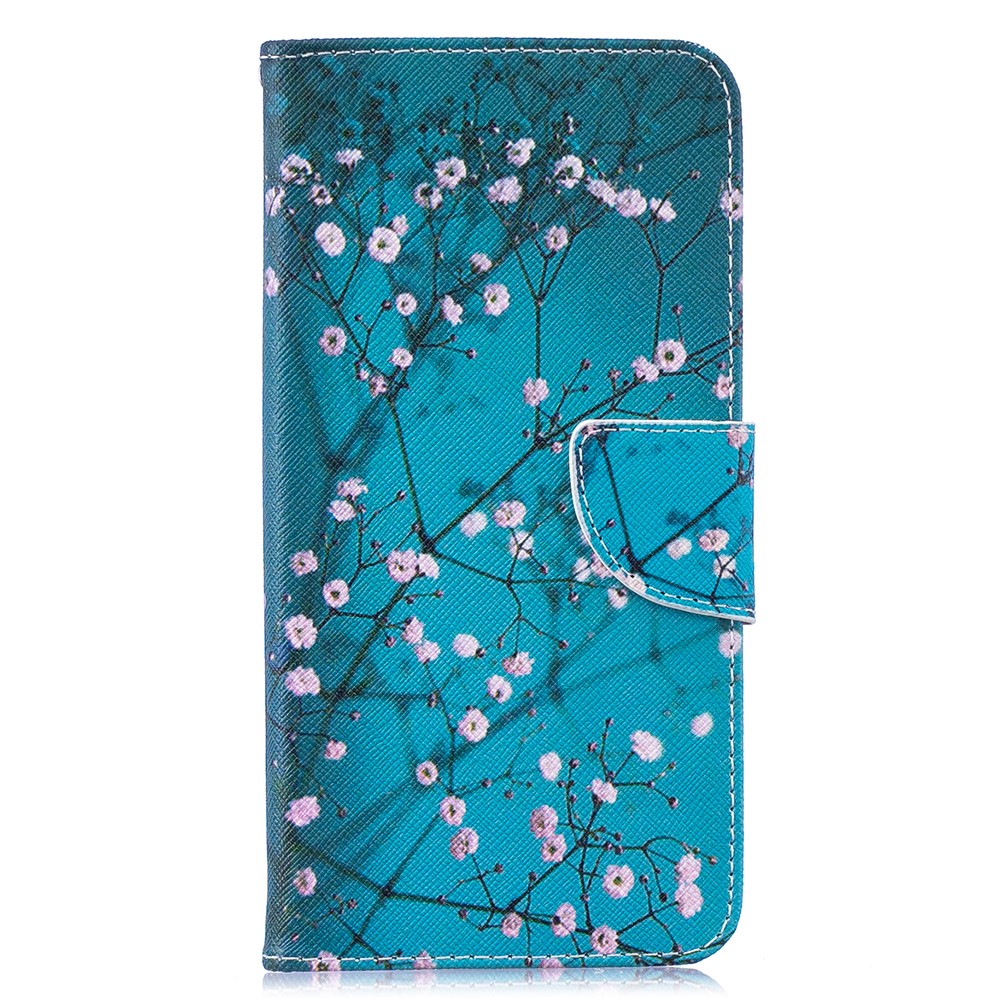 Pattern Printing PU Leather Wallet Phone Case for Huawei Y7 (2019) - Tree with Flowers-2
