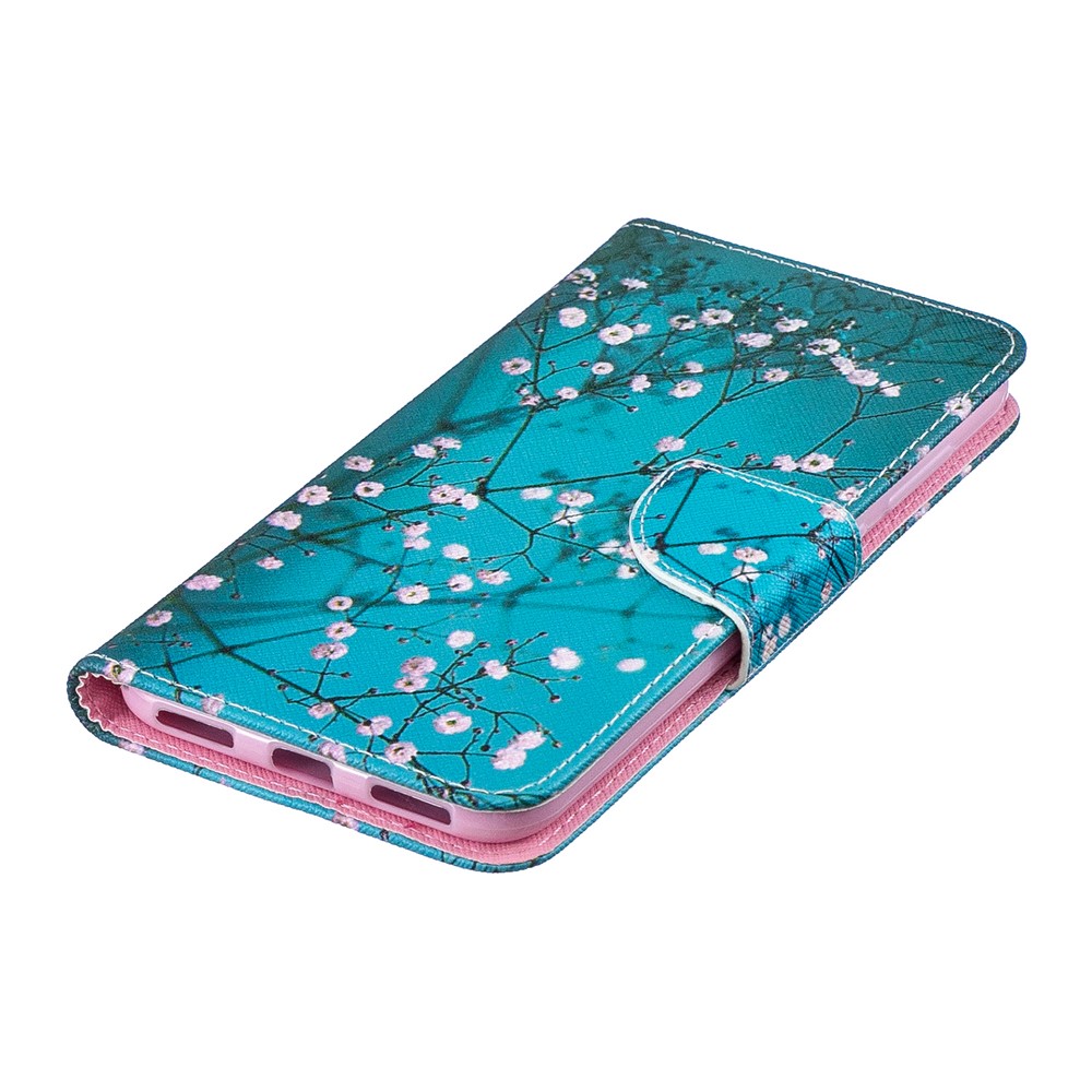 Pattern Printing PU Leather Wallet Phone Case for Huawei Y7 (2019) - Tree with Flowers-7