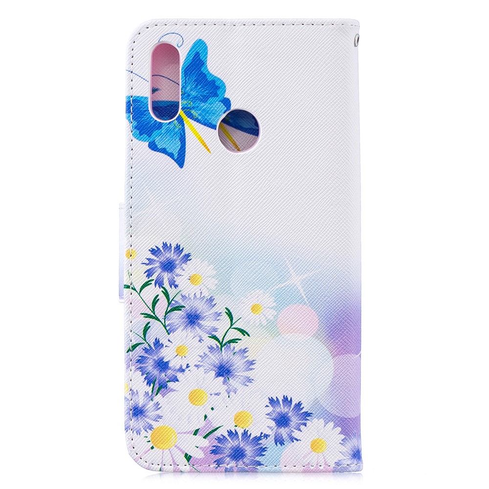 Padrão De Impressão PU Carteira De Couro Carteira De Telefone Para Huawei Y7 (2019) - Borboletas Azuis-3