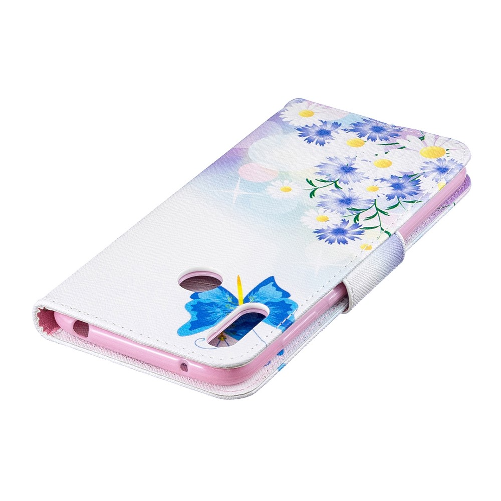 Padrão De Impressão PU Carteira De Couro Carteira De Telefone Para Huawei Y7 (2019) - Borboletas Azuis-8