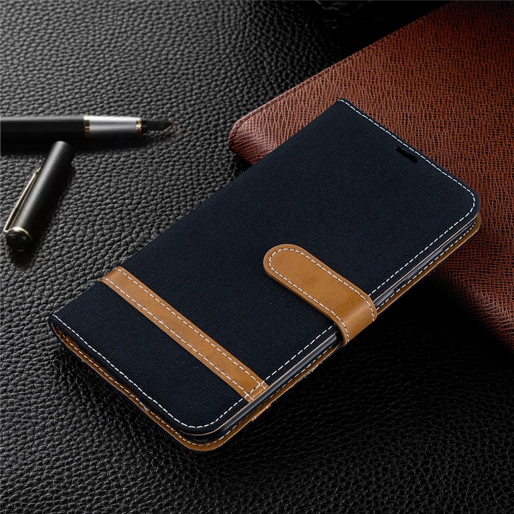 Case de Cuero de Billetera de Tela de Jeans de Color Variado Para Huawei Y7 (2019) - Negro-9