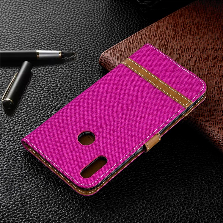 Assorted Color Jeans Cloth Wallet Stand Leather Case for Huawei Y7 (2019) - Rose-10