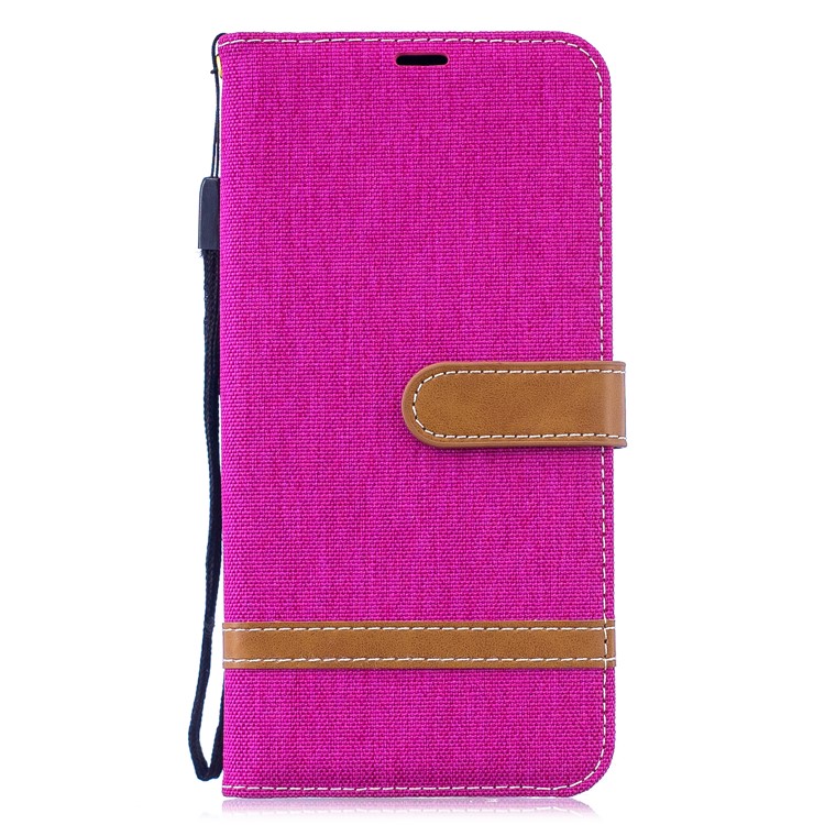 Assorted Color Jeans Cloth Wallet Stand Leather Case for Huawei Y7 (2019) - Rose-2