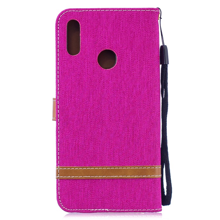 Assorted Color Jeans Cloth Wallet Stand Leather Case for Huawei Y7 (2019) - Rose-3