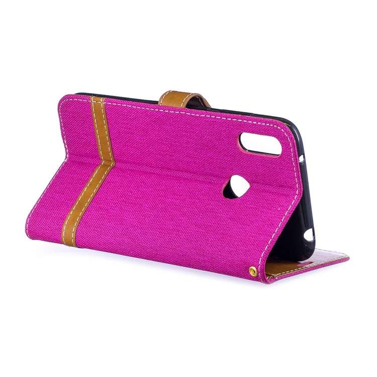 Assorted Color Jeans Cloth Wallet Stand Leather Case for Huawei Y7 (2019) - Rose-5