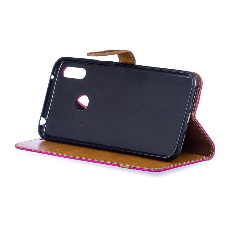 Assorted Color Jeans Cloth Wallet Stand Leather Case for Huawei Y7 (2019) - Rose-6