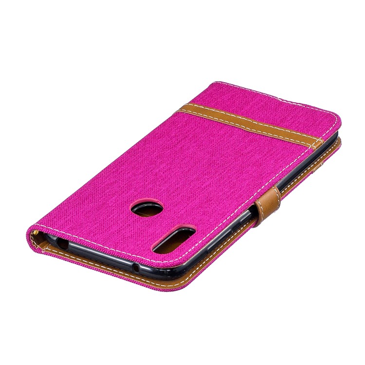 Assorted Color Jeans Cloth Wallet Stand Leather Case for Huawei Y7 (2019) - Rose-7