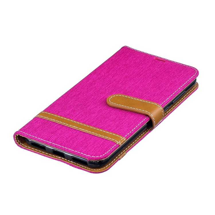 Assorted Color Jeans Cloth Wallet Stand Leather Case for Huawei Y7 (2019) - Rose-8