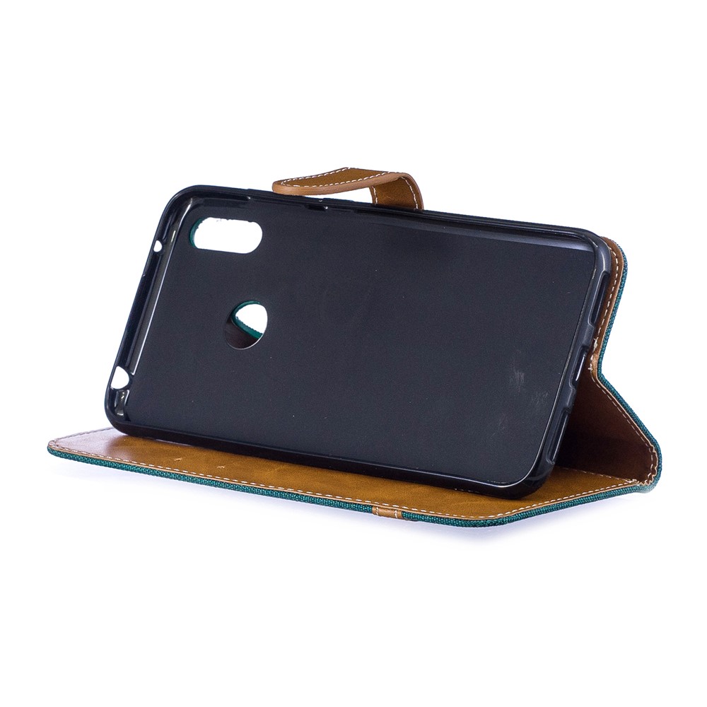 Assorted Color Jeans Cloth Wallet Stand Leather Case for Huawei Y7 (2019) - Green-6