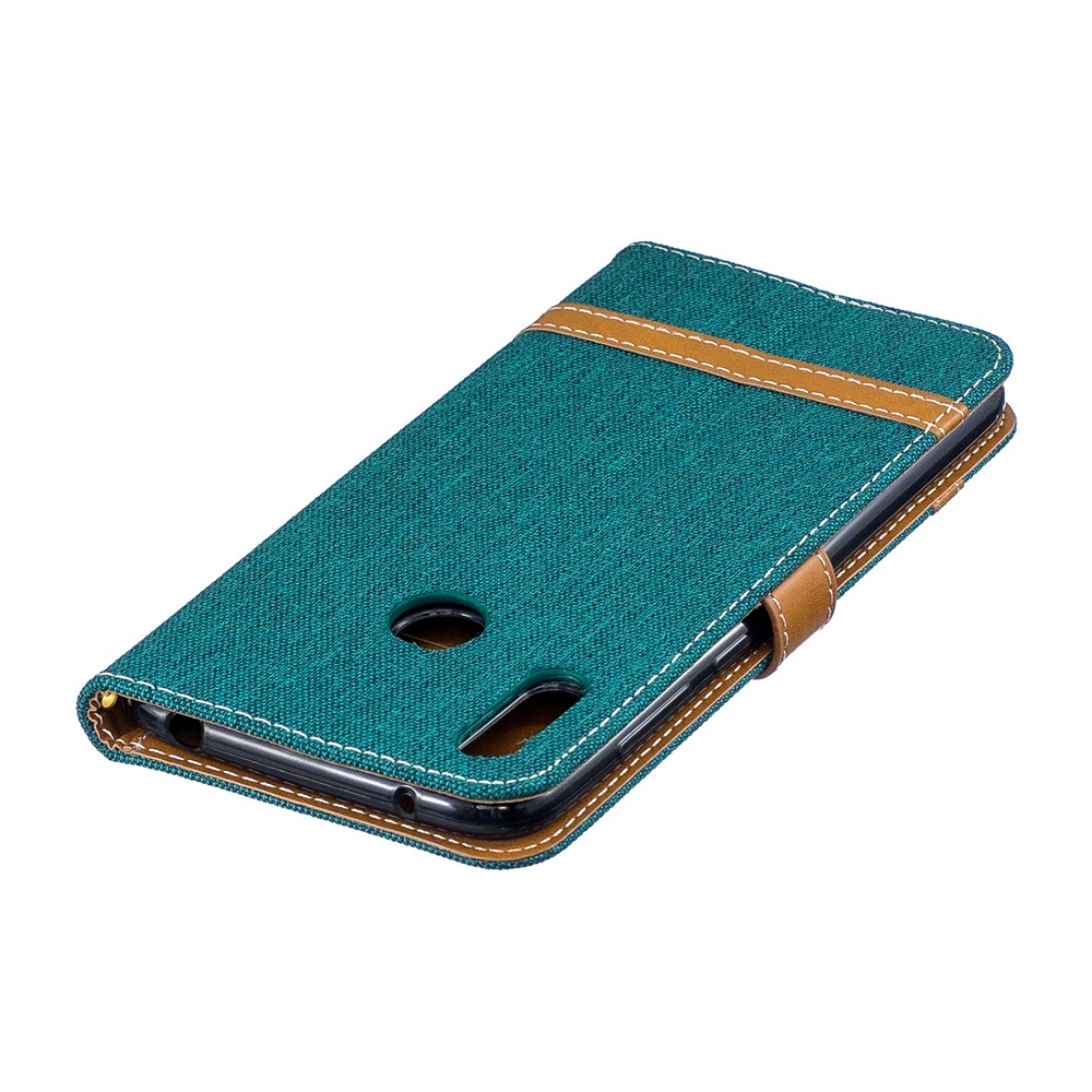 Assorted Color Jeans Cloth Wallet Stand Leather Case for Huawei Y7 (2019) - Green-7