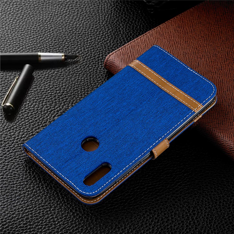 Assorted Color Jeans Cloth Wallet Stand Leather Case for Huawei Y7 (2019) - Baby Blue-10