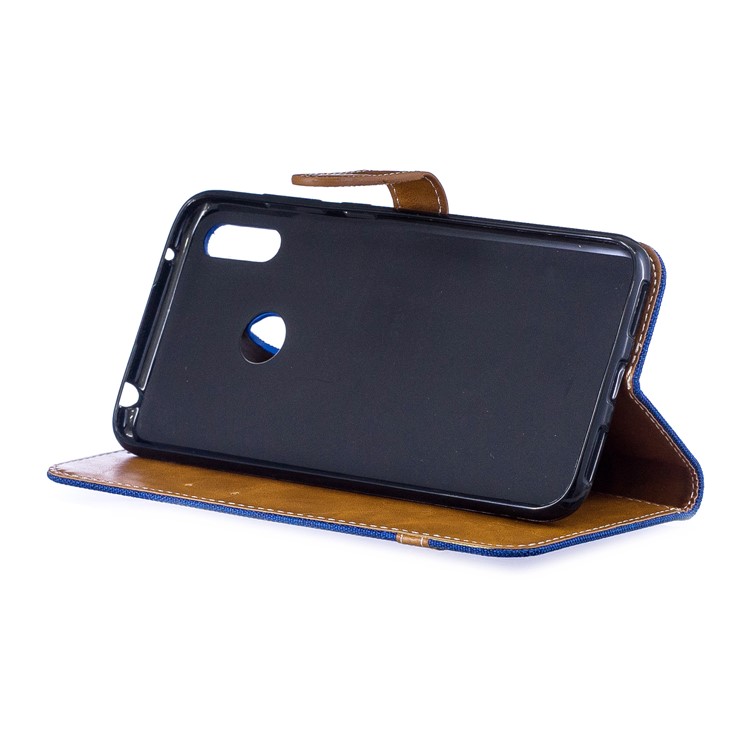 Assorted Color Jeans Cloth Wallet Stand Leather Case for Huawei Y7 (2019) - Baby Blue-6