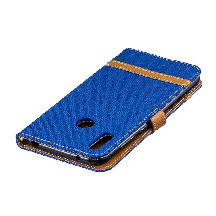 Assorted Color Jeans Cloth Wallet Stand Leather Case for Huawei Y7 (2019) - Baby Blue-8