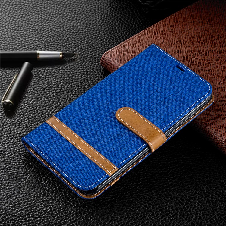 Assorted Color Jeans Cloth Wallet Stand Leather Case for Huawei Y7 (2019) - Baby Blue-9