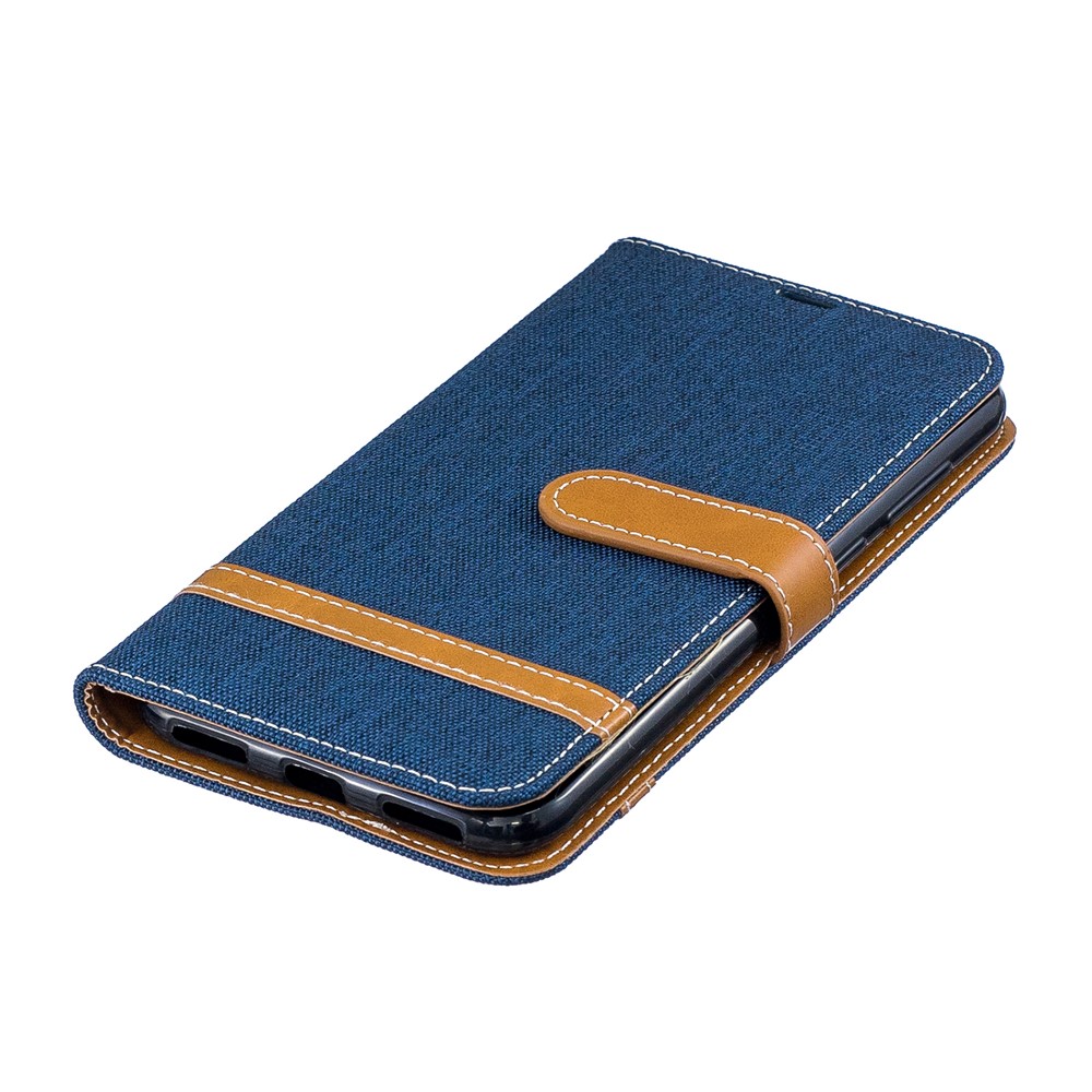 Assorted Color Jeans Cloth Wallet Stand Leather Case for Huawei Y7 (2019) - Dark Blue-8