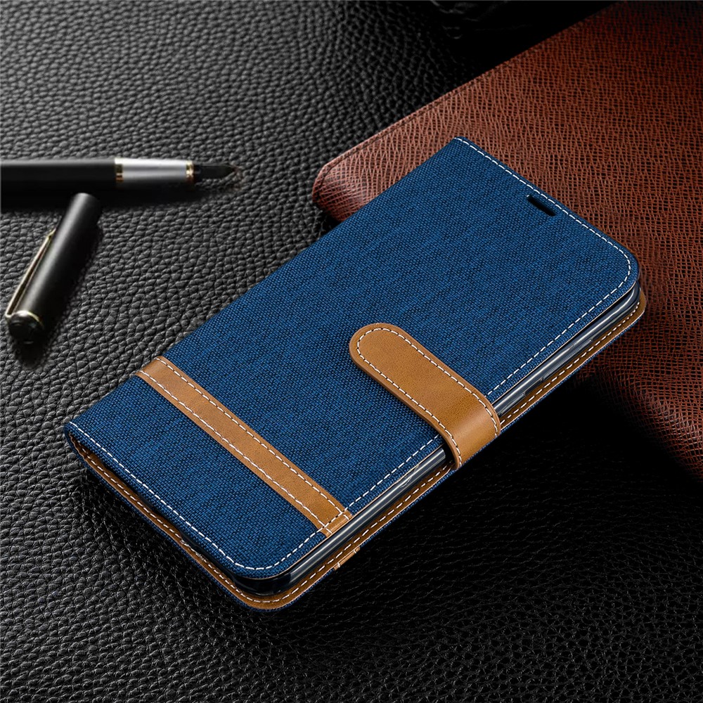 Assorted Color Jeans Cloth Wallet Stand Leather Case for Huawei Y7 (2019) - Dark Blue-9