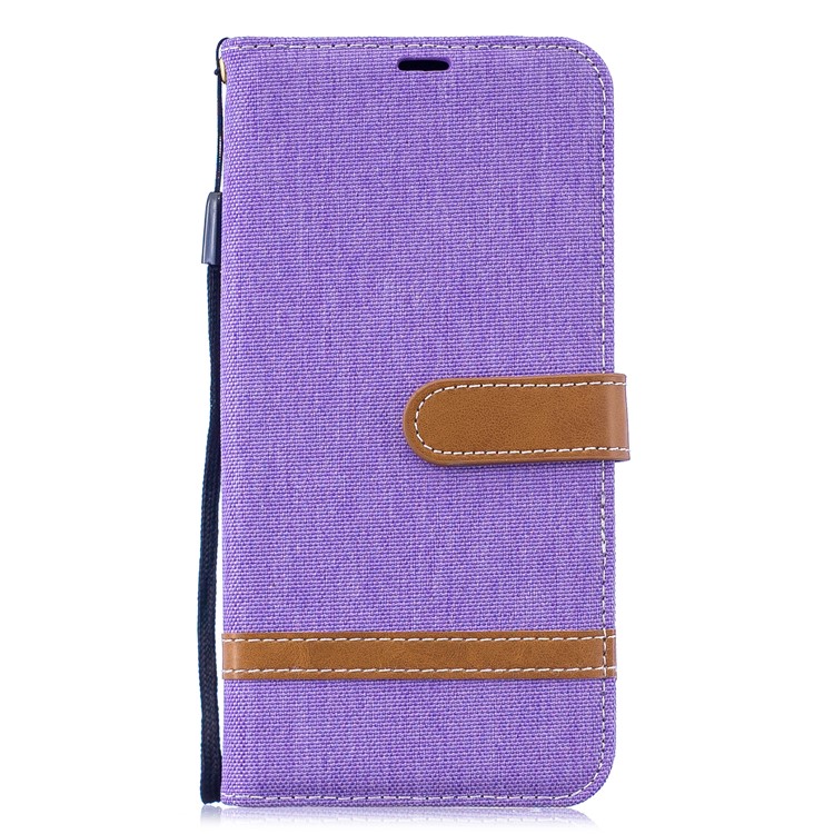 Assorted Color Jeans Cloth Wallet Stand Leather Case for Huawei Y7 (2019) - Purple-2