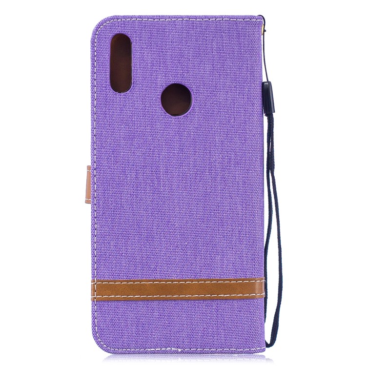 Assorted Color Jeans Cloth Wallet Stand Leather Case for Huawei Y7 (2019) - Purple-3
