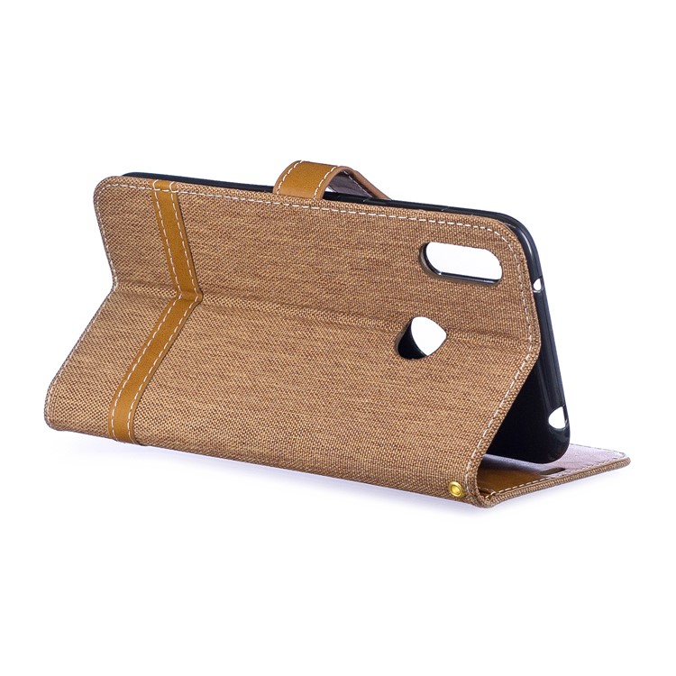 Assorted Color Jeans Cloth Wallet Stand Leather Case for Huawei Y7 (2019) - Khaki-5