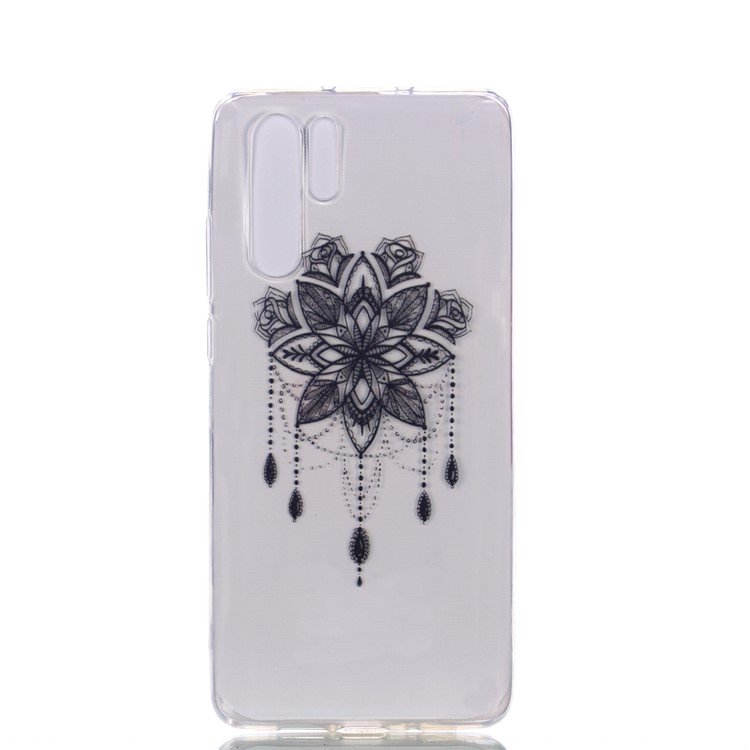 Soft Case for Huawei P30 Pro Pattern Printing TPU Back Cover - Black Flower-5