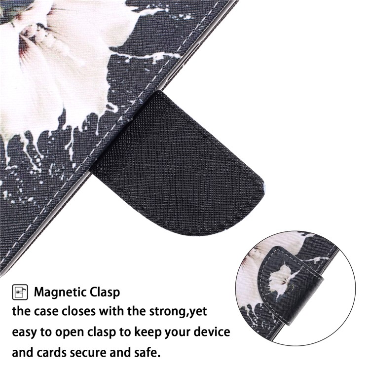 Pattern Printing Leather Wallet Case for Huawei P20 Lite / Nova 3e (China) - White Flower-5