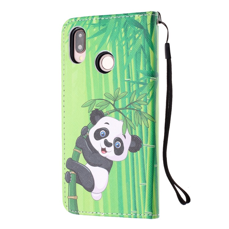 Pattern Printing Leather Wallet Case for Huawei P20 Lite / Nova 3e (China) - Panda on Bamboo-3