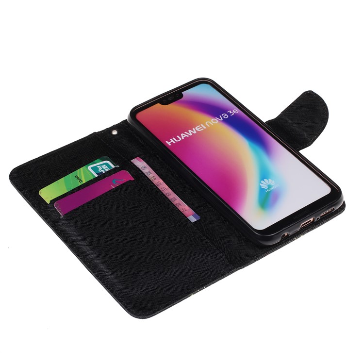 Pattern Printing Leather Wallet Case for Huawei P20 Lite / Nova 3e (China) - Panda on Bamboo-4
