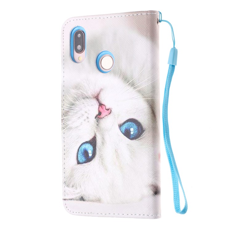 Pattern Printing Leather Wallet Case for Huawei P20 Lite / Nova 3e (China) - White Cat-3