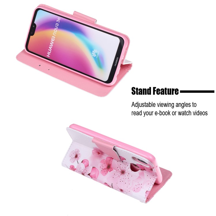 Pattern Printing Leather Wallet Case for Huawei P20 Lite / Nova 3e (China) - Pretty Flower-6