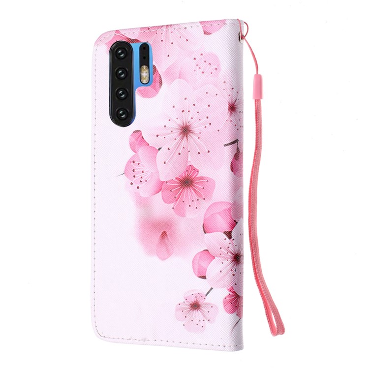 For Huawei P30 Pro Pattern Printing Wallet Stand Leather Flip Case with Strap - Pretty Flower-3